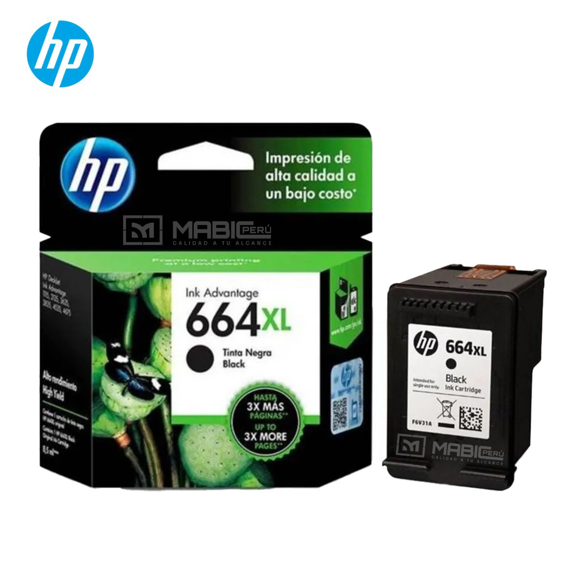 HP - Cartucho de Tinta HP 664XL Negro F6V31AL Original