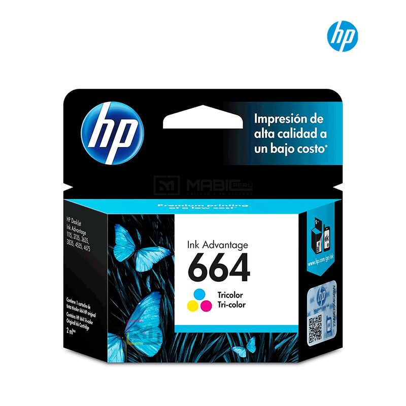 HP - Cartucho de Tinta HP 664 Tricolor F6V28AL Original