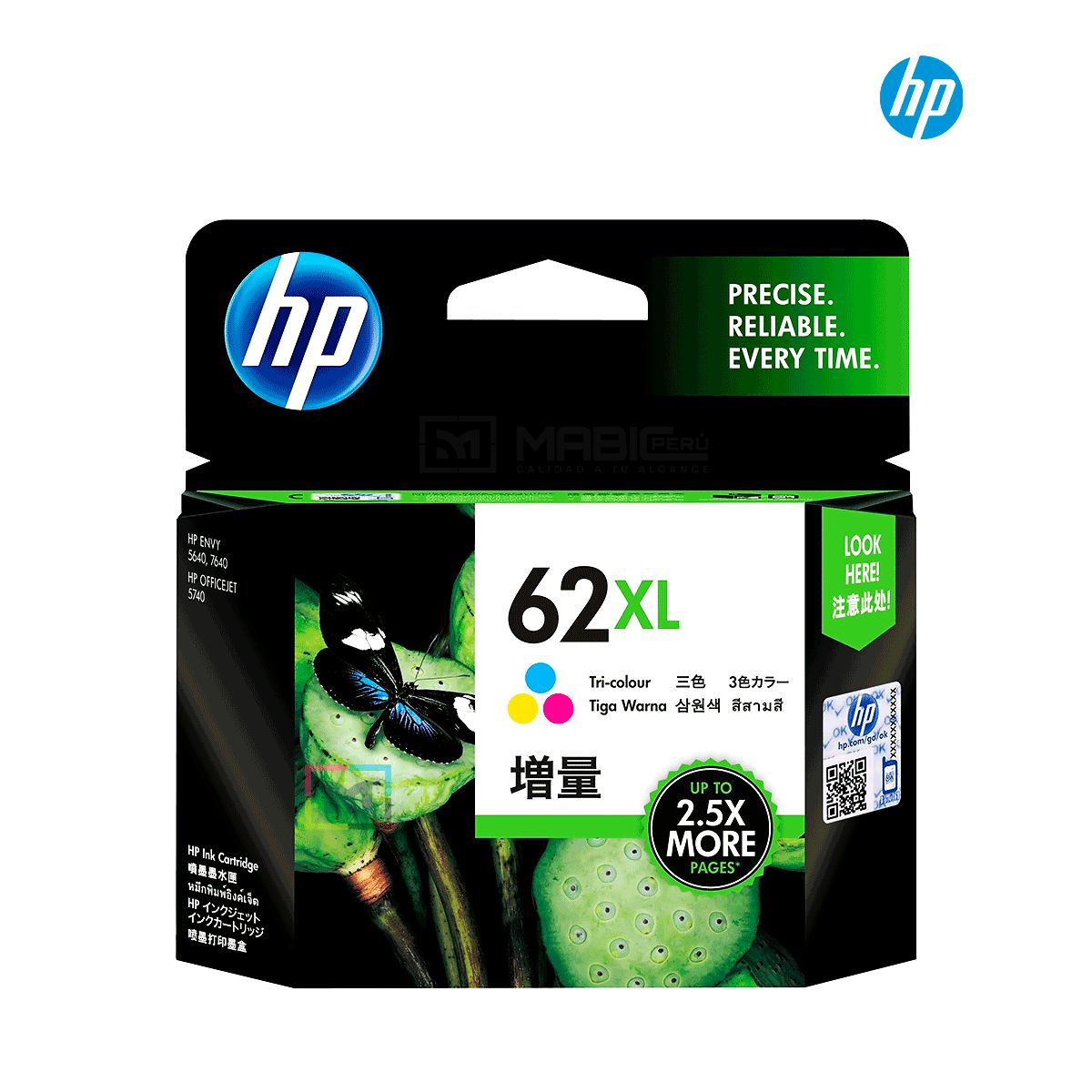 HP - Cartucho de Tinta HP 62XL Tricolor C2P07AL Original
