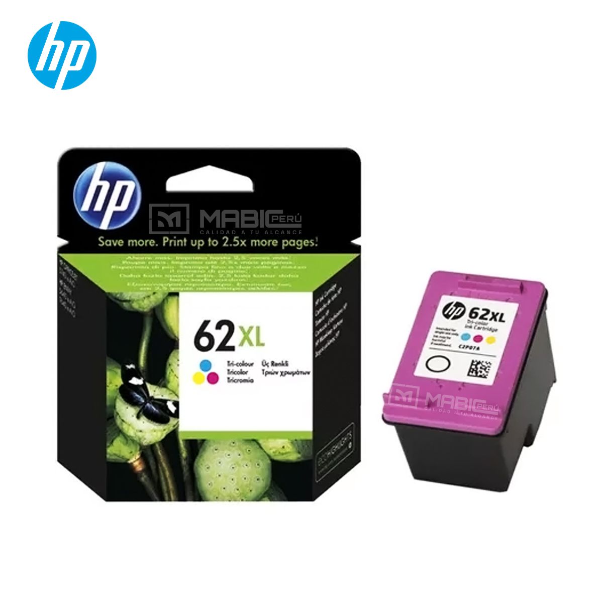 HP - Cartucho de Tinta HP 62XL Tricolor C2P07AL Original