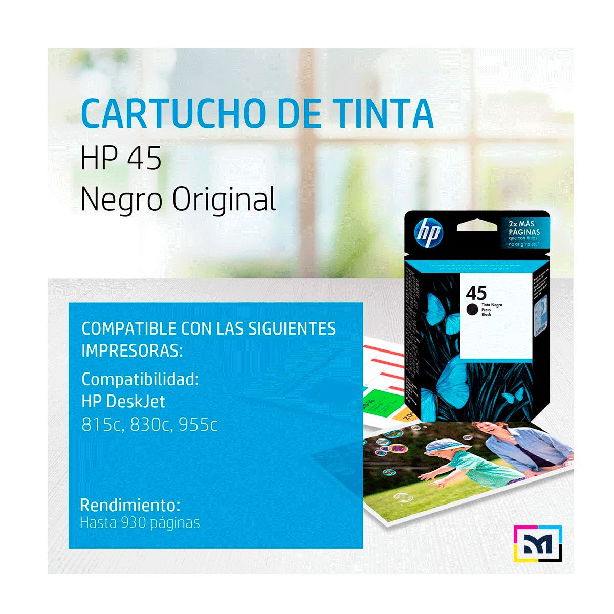 HP - Cartucho de Tinta HP 45 Negro 51645AL Original