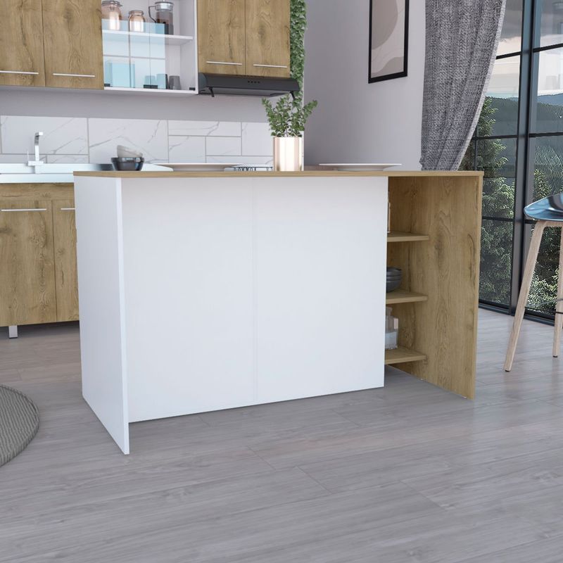 GENERICO - BARRA DE COCINA CASIO MACADAMIA-BLANCO - ENVÍO ARMADO Y MELAMINA 18mm