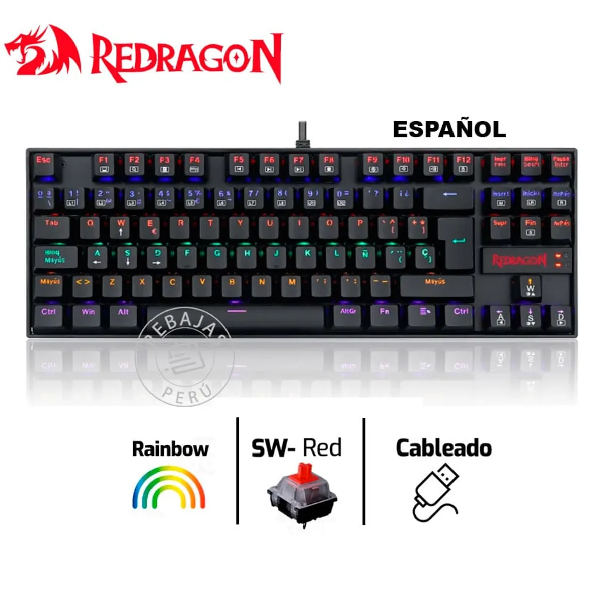 REDRAGON - Redragon K552-KR-SP Kumara Teclado Mecánico Rainbow en Español