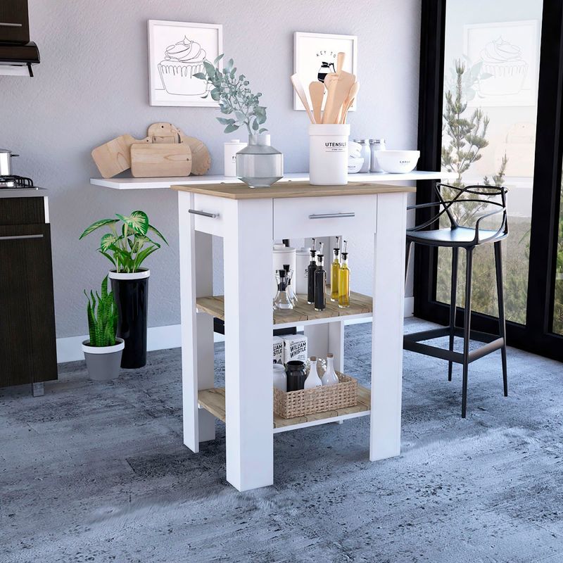 GENERICO - BARRA DE COCINA FORTE 65 BLANCO-DUNA - ENVÍO ARMADO Y MELAMINA 18mm