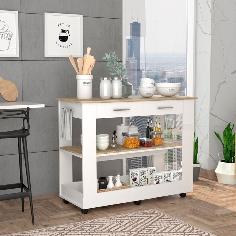 GENERICO - BARRA DE COCINA FORTE 116  BLANCO-DUNA - ENVÍO ARMADO Y MELAMINA 18mm