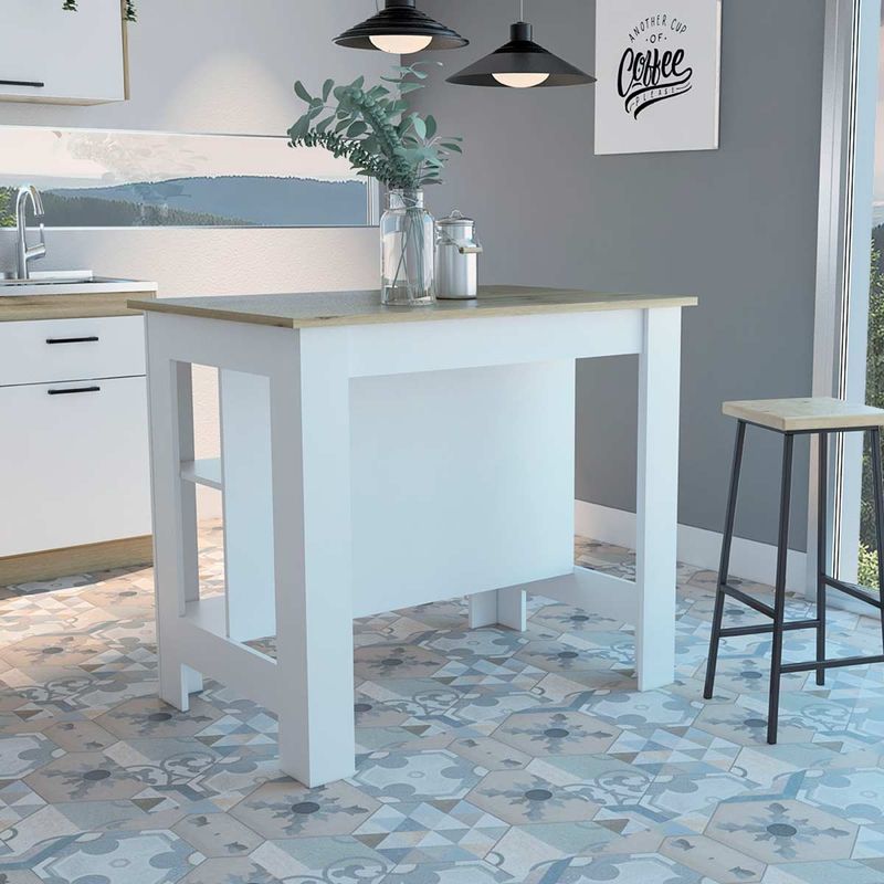 GENERICO - BARRA DE COCINA ADA BLANCO-DUNA - ENVÍO ARMADO Y MELAMINA 18mm