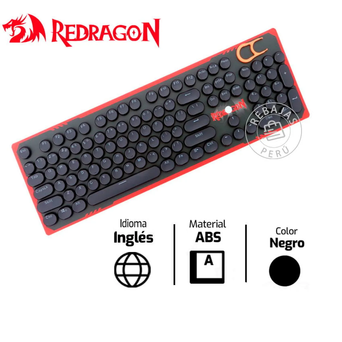 REDRAGON - Redragon A106 Keycaps Juego  104 Teclas Redondas PBT para Mecánicos