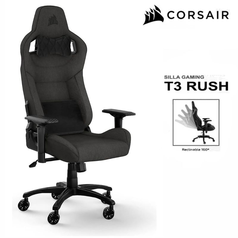 CORSAIR - Silla Gamer Corsair T3 RUSH Tela Carbon