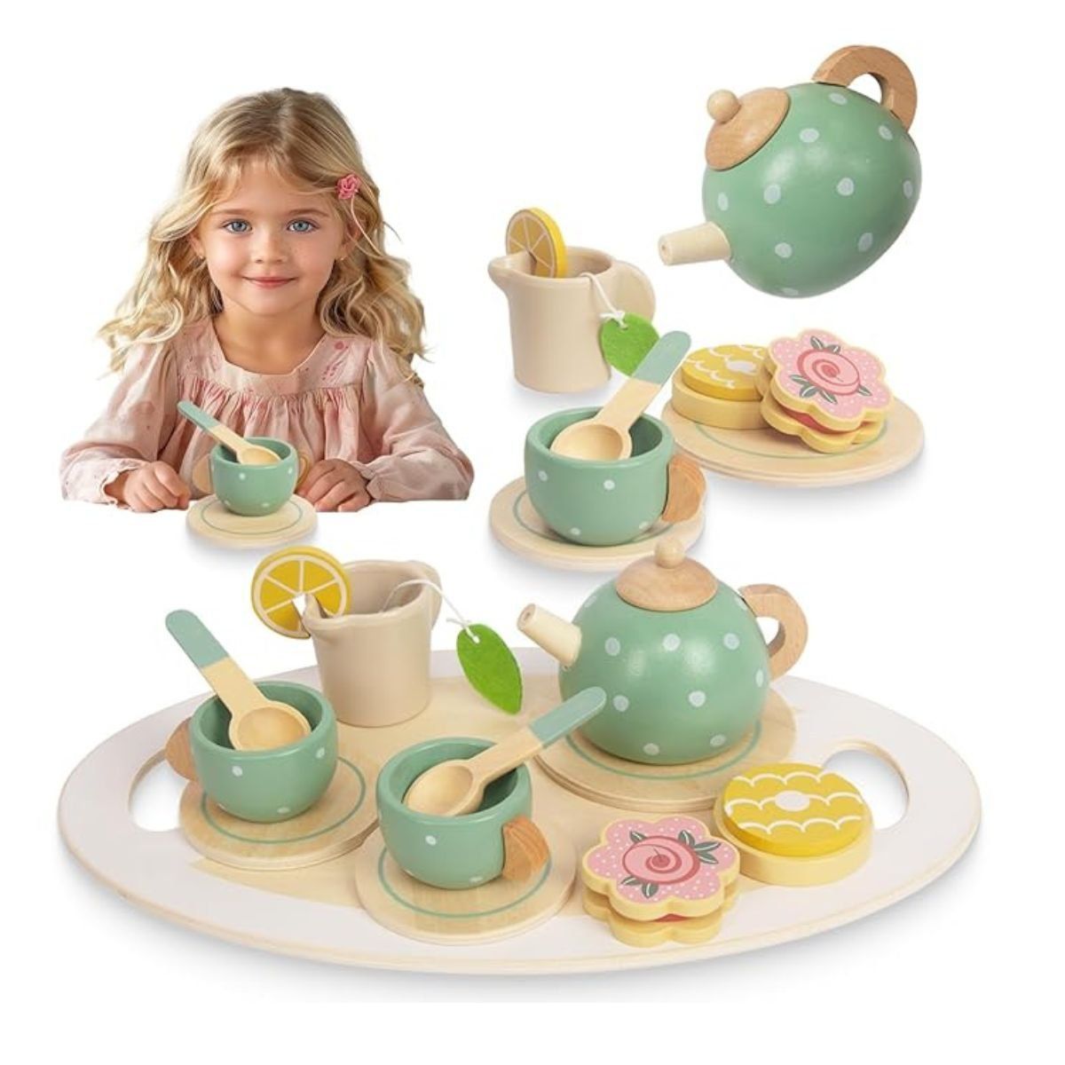 GENERICO - Juego De Té Didactico Para Niños De Madera Montessori