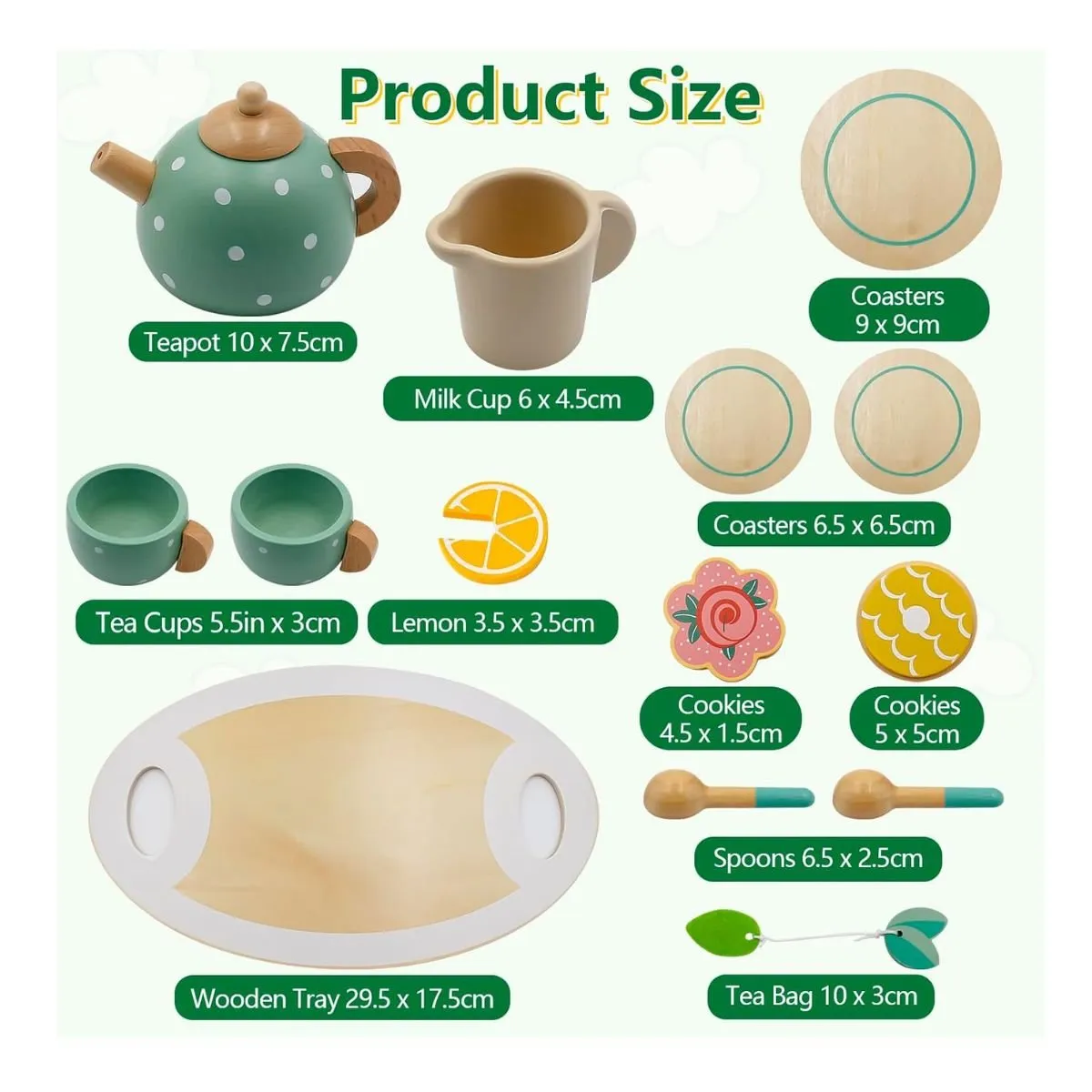 GENERICO - Juego De Té Didactico Para Niños De Madera Montessori