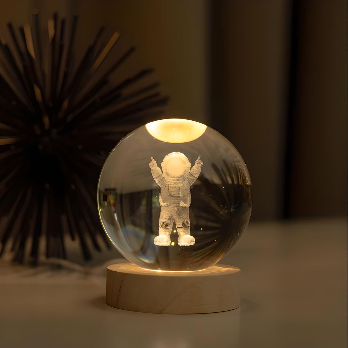 GENERICO - ESFERA DE CRISTAL LÁMPARA ADORNO ASTRONAUTA LUZ LED 3D