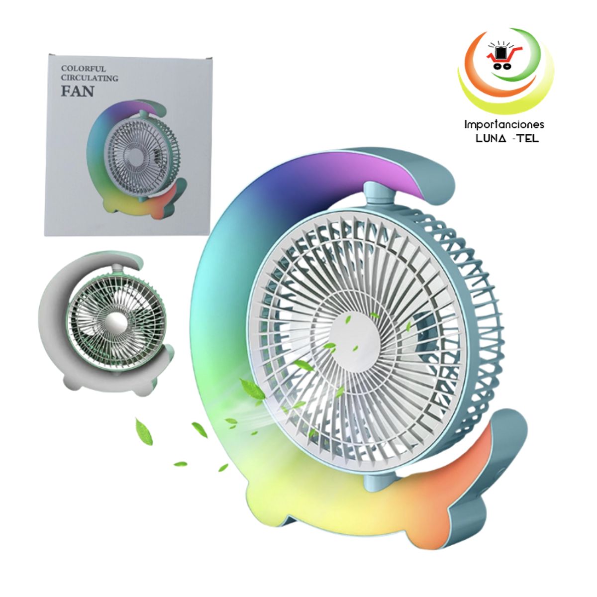 GENERICO - VENTILADOR PORTATIL 3 VELOCIDADES CON RGB