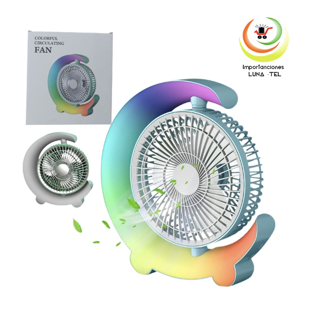 GENERICO - VENTILADOR PORTATIL 3 VELOCIDADES CON RGB