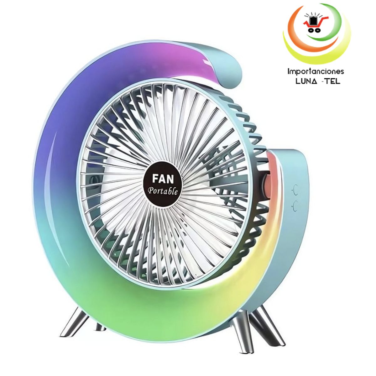 GENERICO - VENTILADOR PORTATIL 3 VELOCIDADES CON RGB