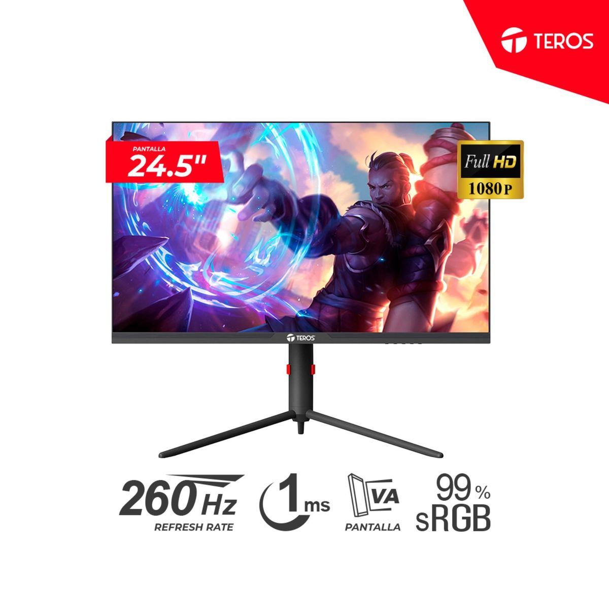 Teros - MONITOR GAMING TEROS TE-2472G 24 FHD VA 260HZ 1MS FreeSync 2HDMI 2DP