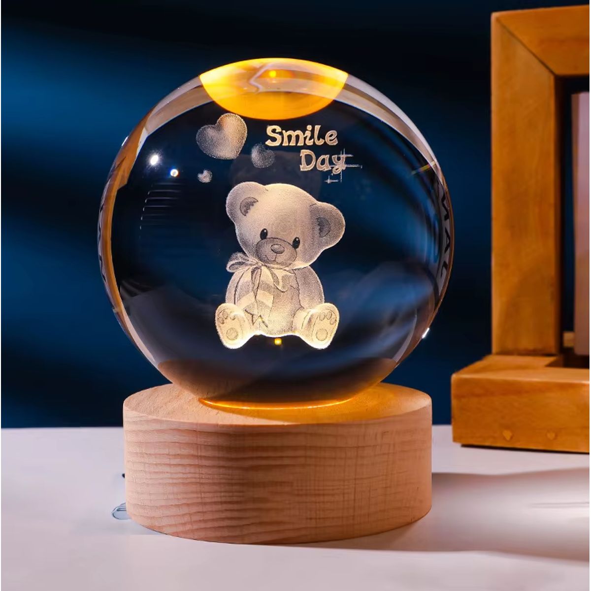 GENERICO - ESFERA DE CRISTAL LÁMPARA ADORNO OSO LUZ LED 3D