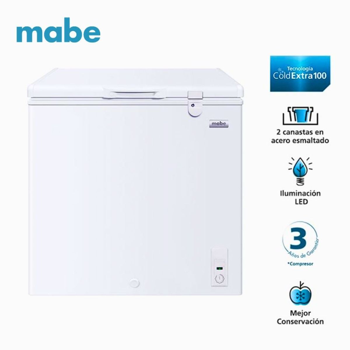 MABE - Congeladora Horizontal 198 L Netos Mabe CHM200PB3 - Blanco