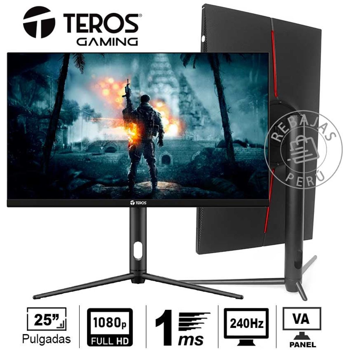 TEROS GAMING - Monitor Gaming Teros TE-2410G 25 FHD 240Hz VA 1ms Adaptive Sync