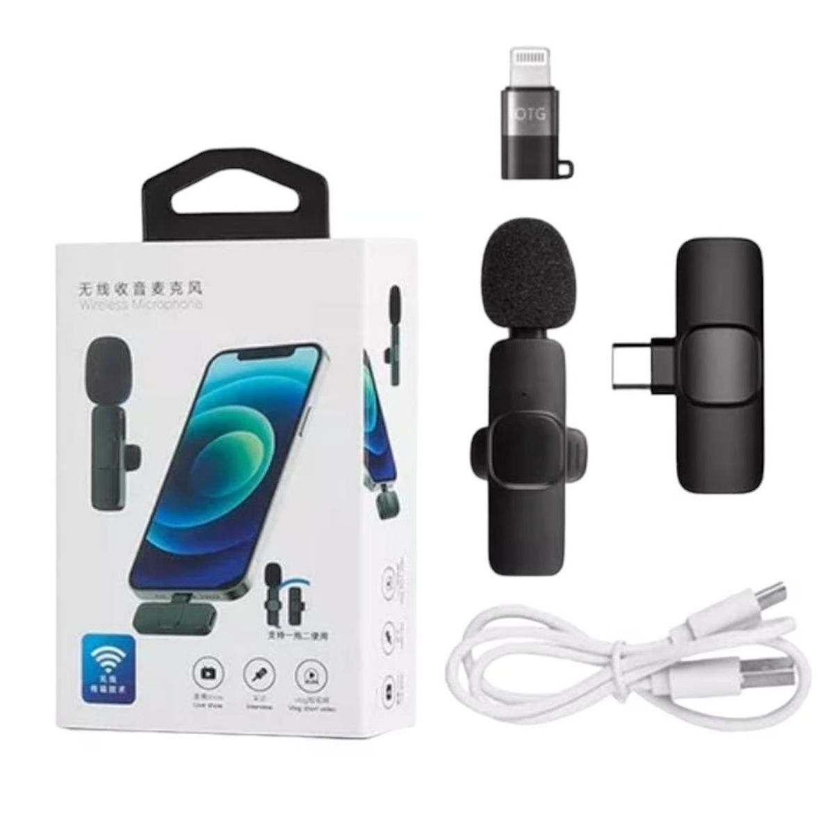 GENERICO - Micrófono Inalámbrico K8 Tipo C y Lightning