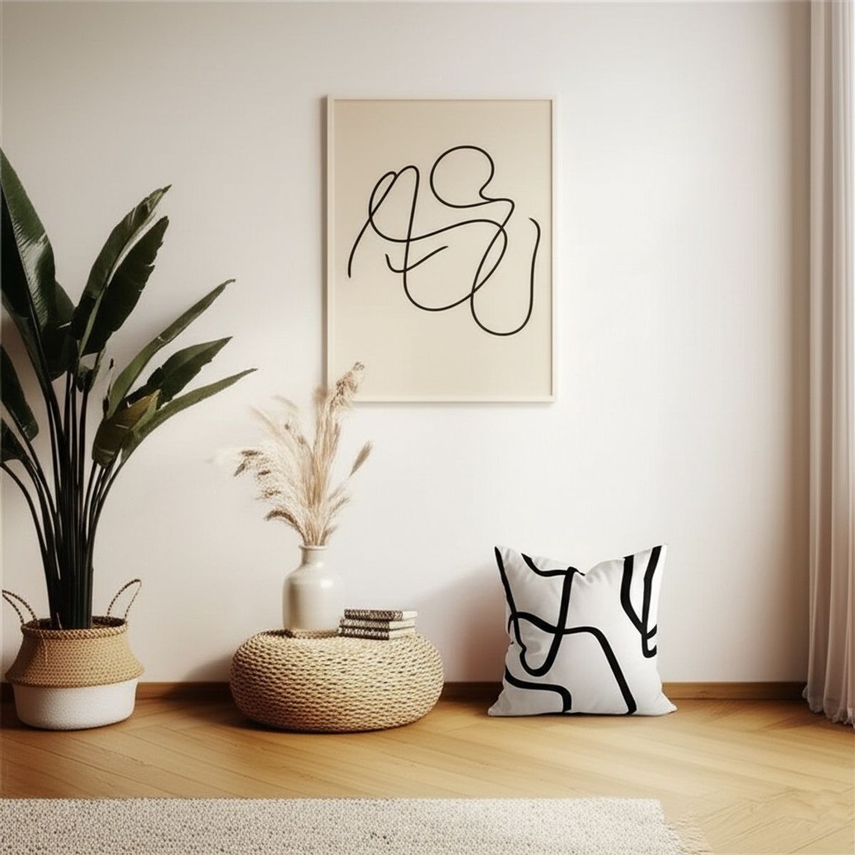 GENERICO - Cojin Minimalista  Home Lazos Negros Sublimado 50X50 CM