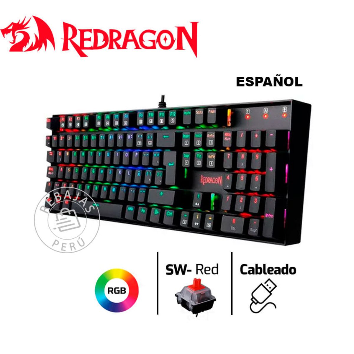 REDRAGON - Redragon K551RGB Mitra Teclado Mecánico RGB con Interruptores