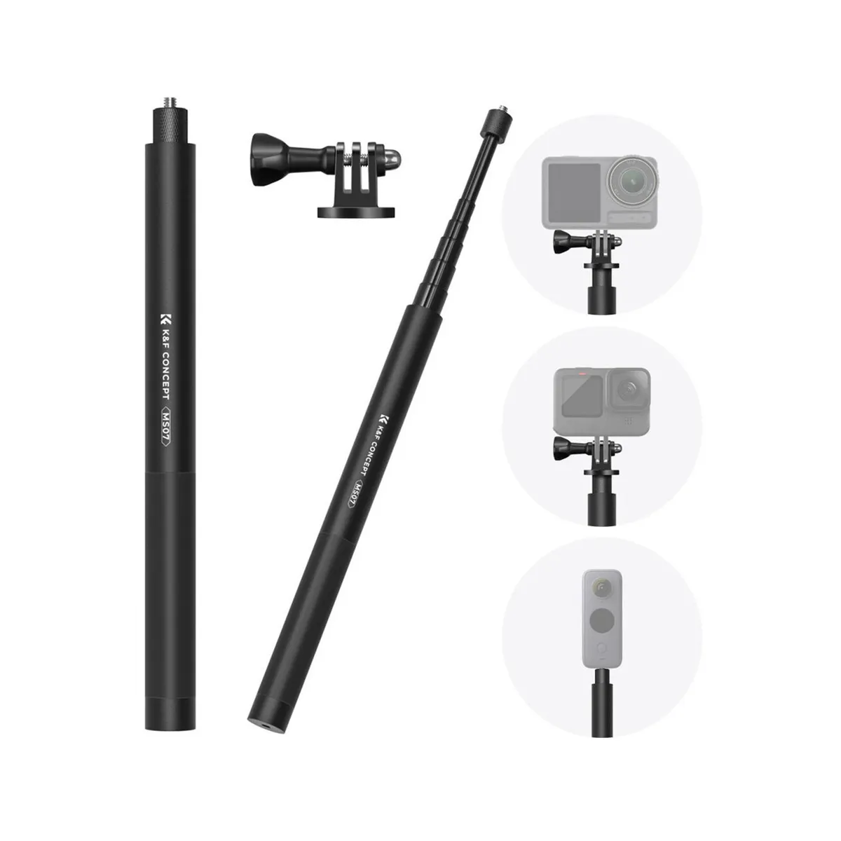 K&F CONCEPT - Palo selfie invisible MS07 para Gopro, DJI Action, Insta 360 - K&F