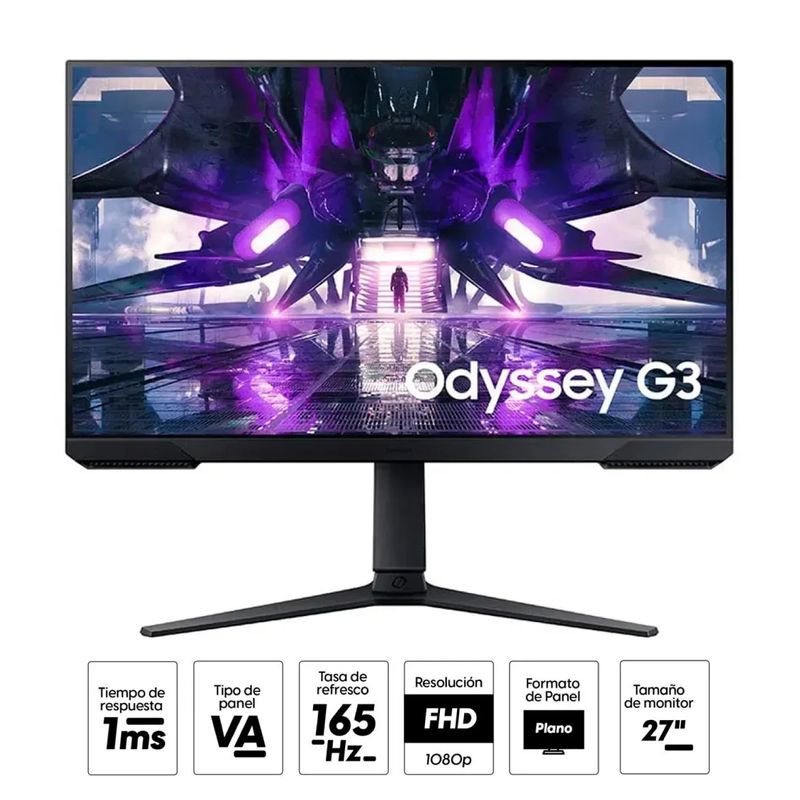 SAMSUNG - Monitor Gamer Samsung 27” LS27AG320NLXPE Odyssey G3 165hz 1ms VA