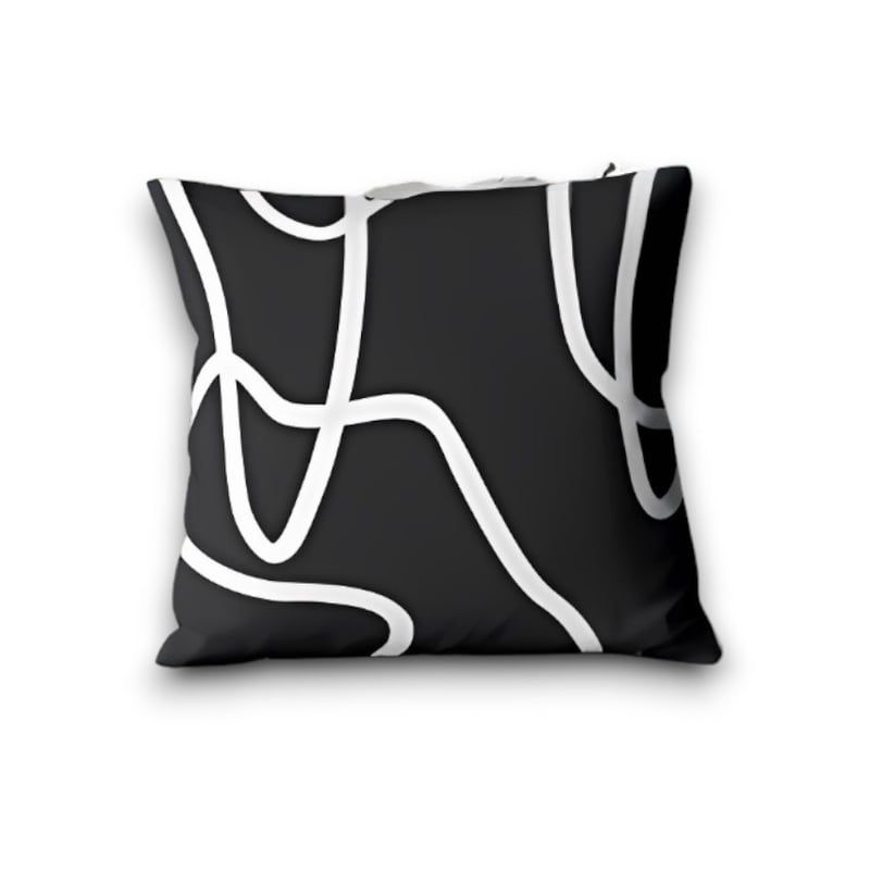 GENERICO - Funda Minimalista  Home Lazos Blancos Sublimado Negro 50x50 Cm
