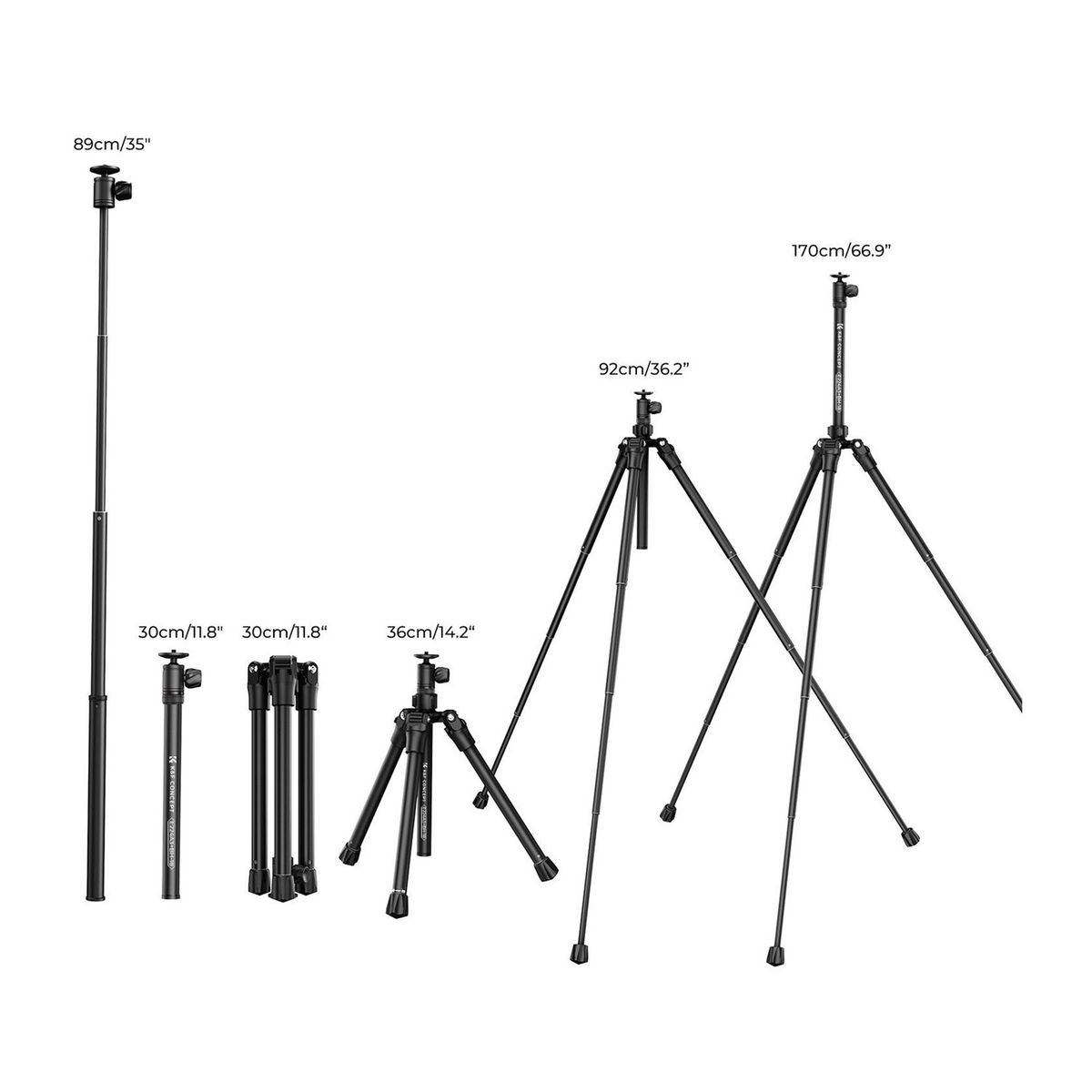 K&F CONCEPT - Trípode compacto E2224A3+BH-18 - K&F Concept