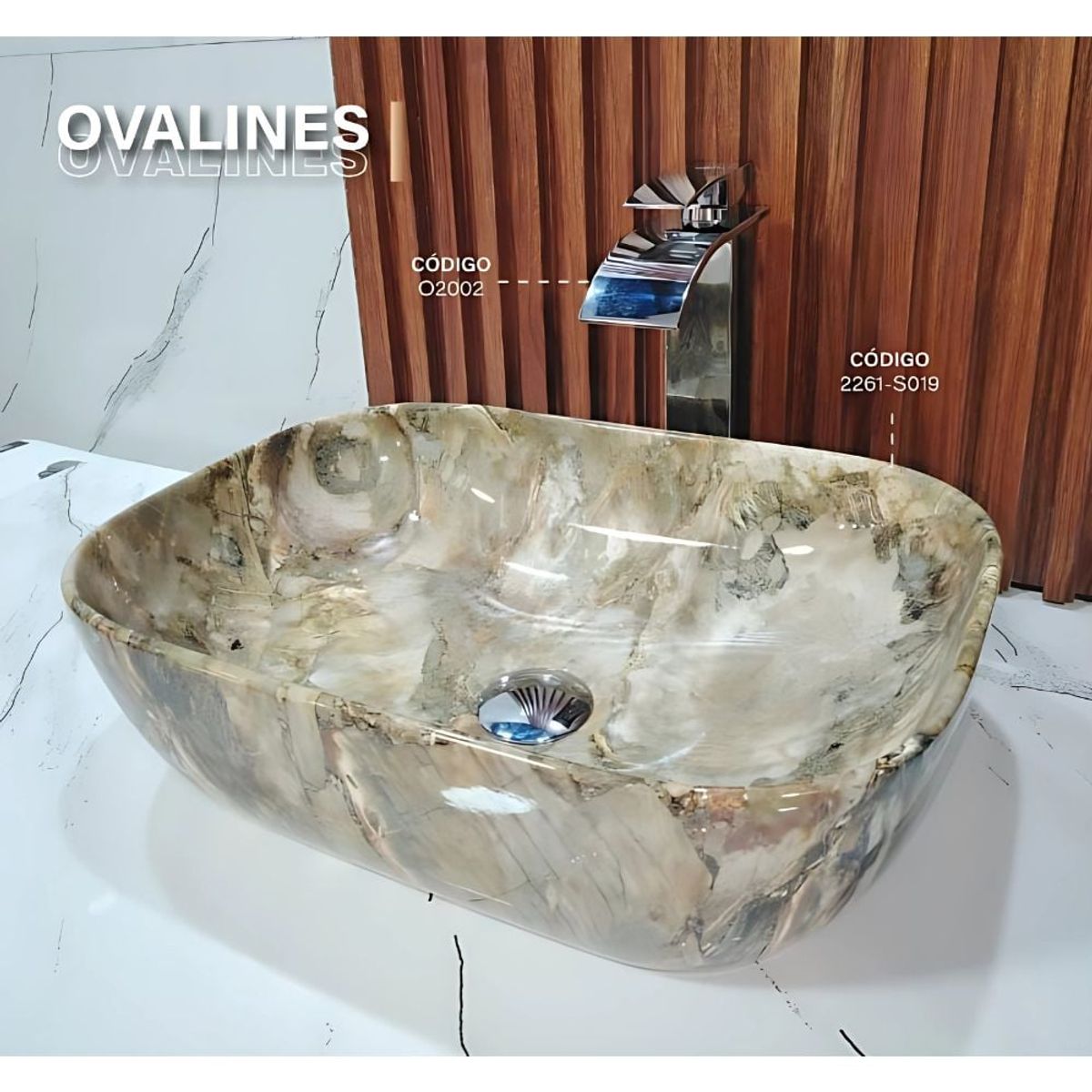 EJESA CREA TU ESPACIO IDEAL - Lavamanos de loza marmoleado beige