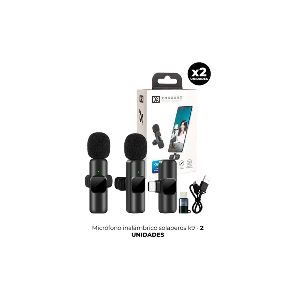 GENERICO - Micrófono Inalámbrico K9 Tipo C 2 en 1