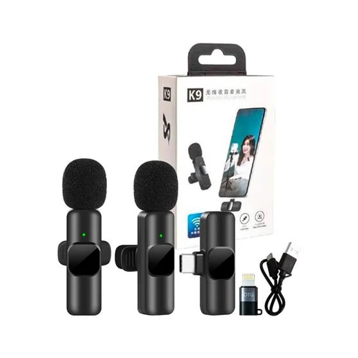 GENERICO - Micrófono Inalámbrico K9 Tipo C 2 en 1