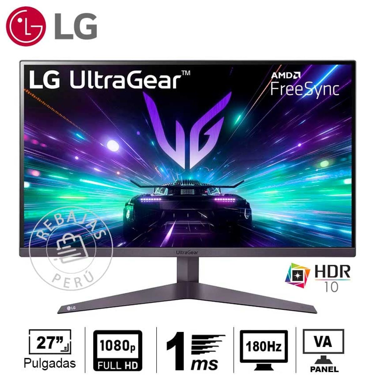 LG - Monitor LG 27GS50F-B 27 Full HD, 180Hz, HDR10, AMD FreeSync