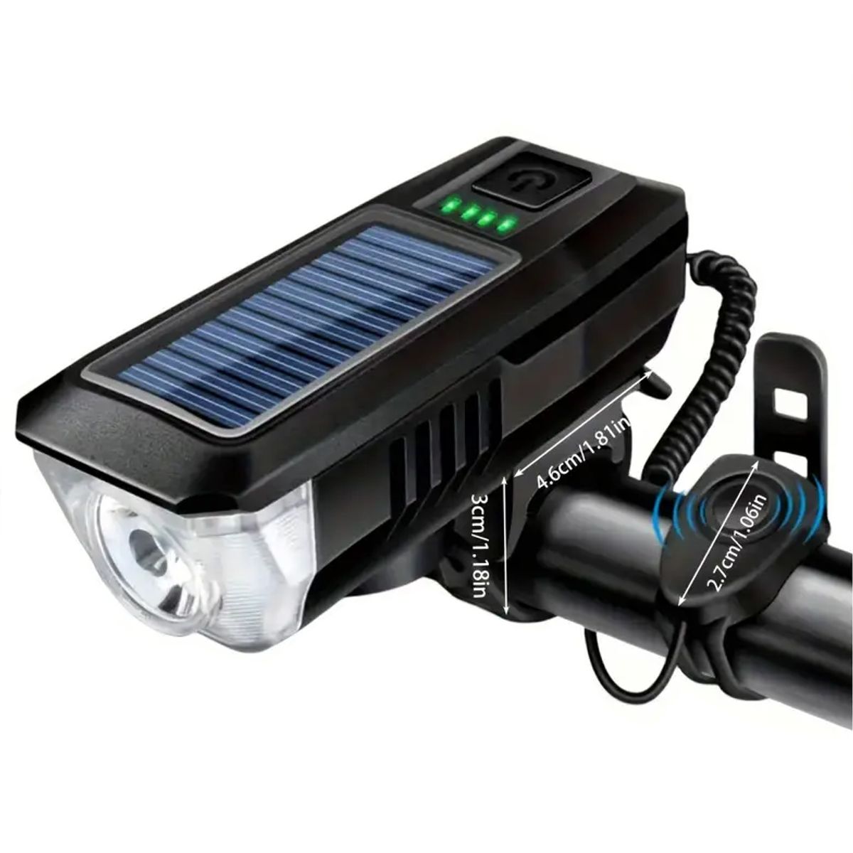 GENERICO - LUZ CON TIMBRE ELECTRÓNICO RECARGABLE SOLAR COLOR NEGRO