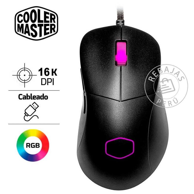 COOLER MASTER - Mouse Cooler Master MM730 Alámbrico 16,000 DPI 48g, RGB, 6 Botones