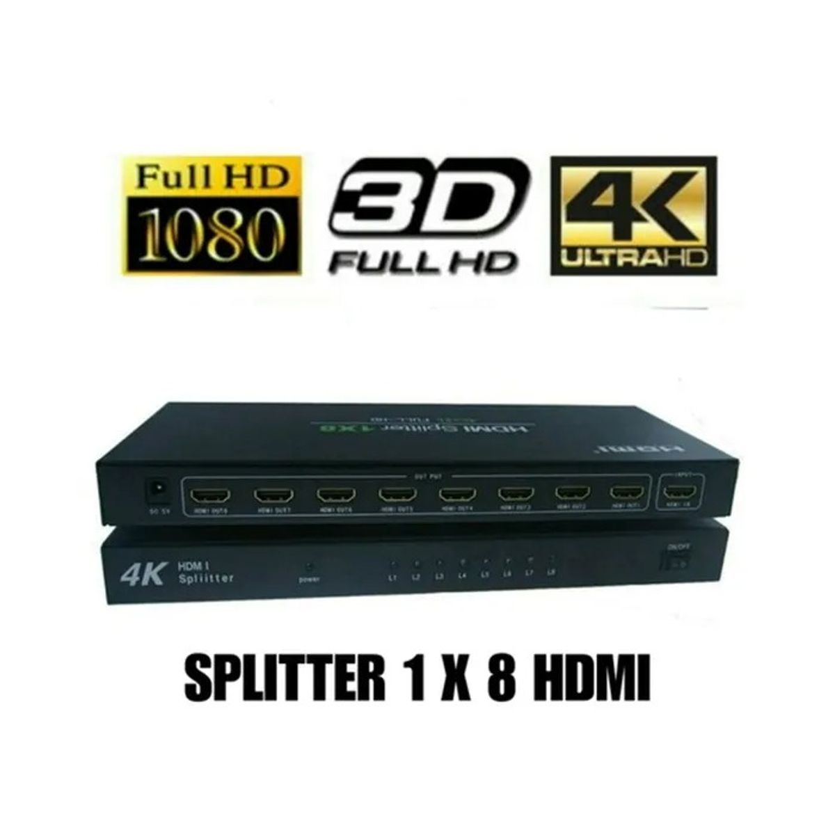 OEM - Hdmi Splitter 1x8 1.4 Full Hd 4k Multiplica Señal Conecta 8 tvs