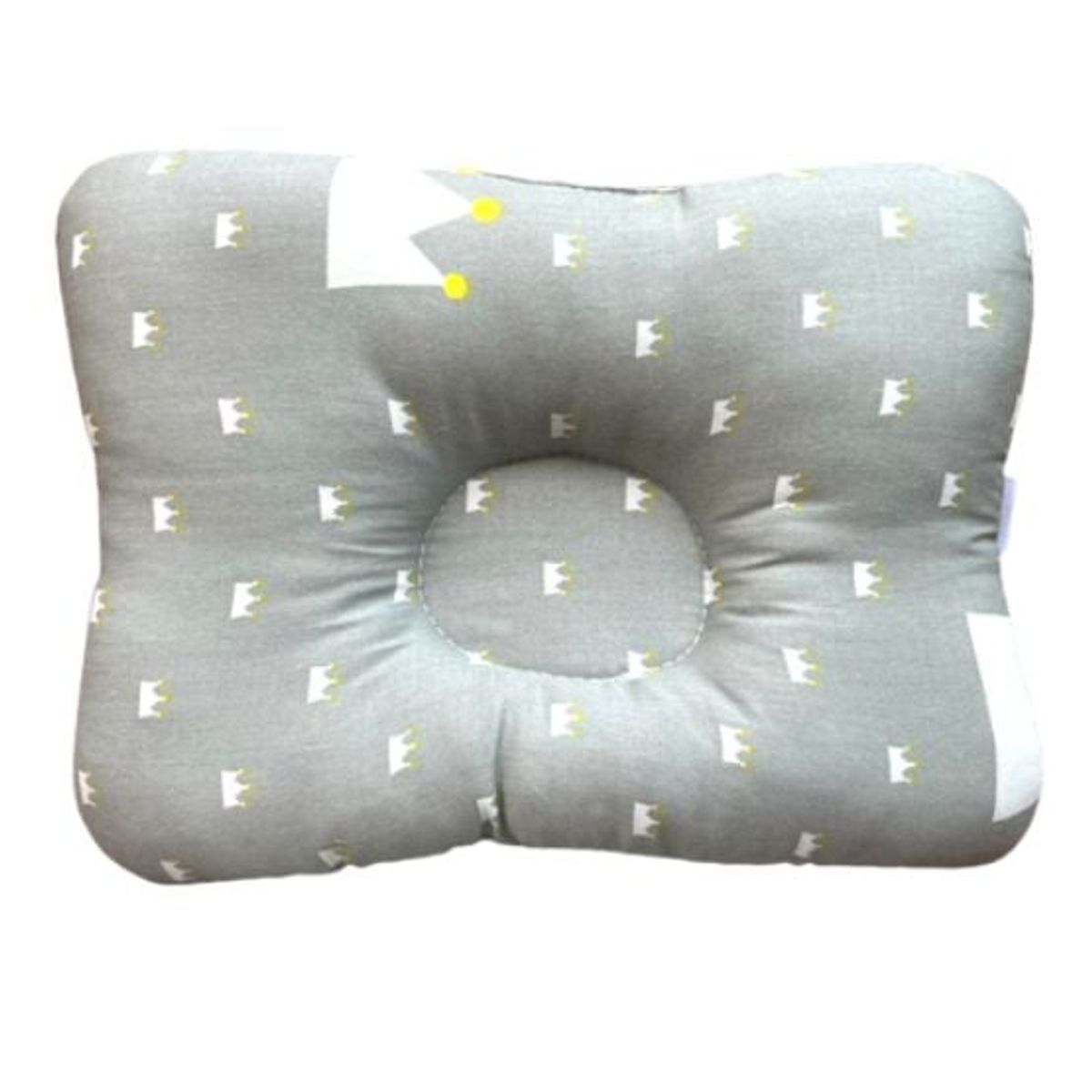 GENERICO - Almohada para Bebé Anti-Cabeza Plana - Corona Gris