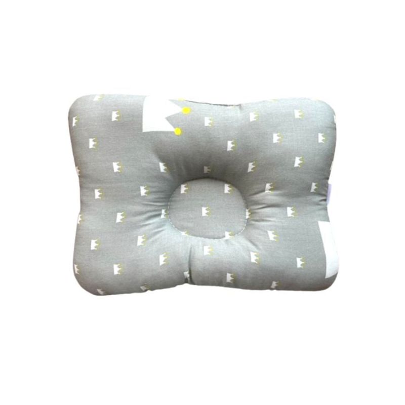 GENERICO - Almohada para Bebé Anti-Cabeza Plana - Corona Gris