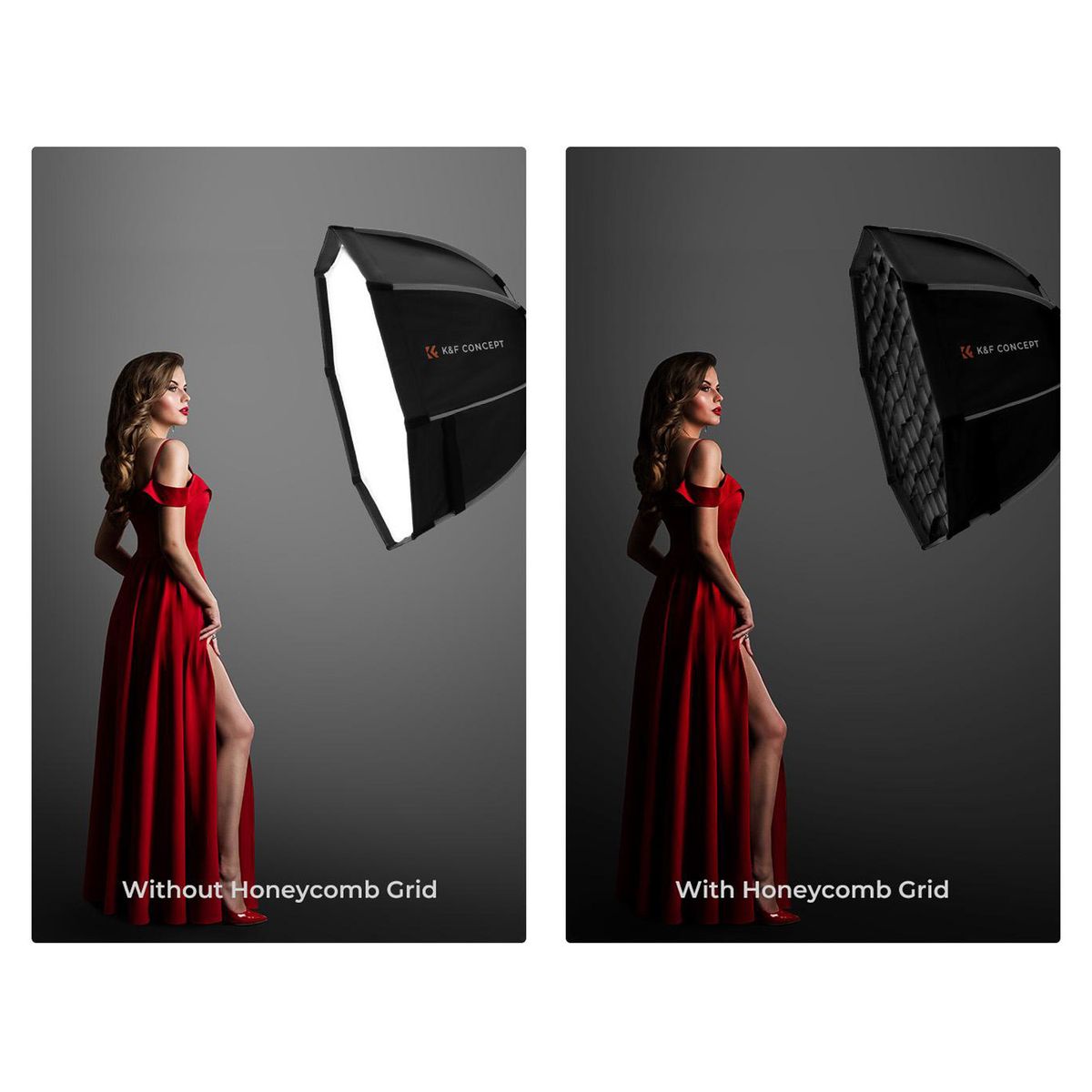 K&F CONCEPT - Softbox octagonal armado rápido de 65cm + grilla - K&F Concept
