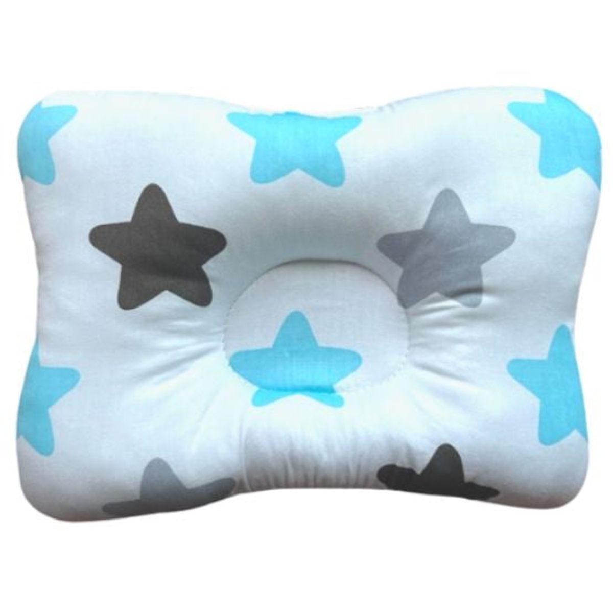 GENERICO - Almohada para Bebé Anti-Cabeza Plana - Gris con Azul