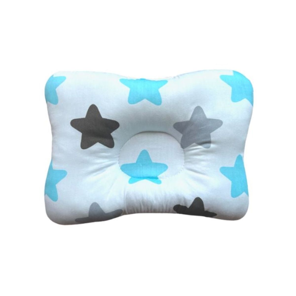 GENERICO - Almohada para Bebé Anti-Cabeza Plana - Gris con Azul