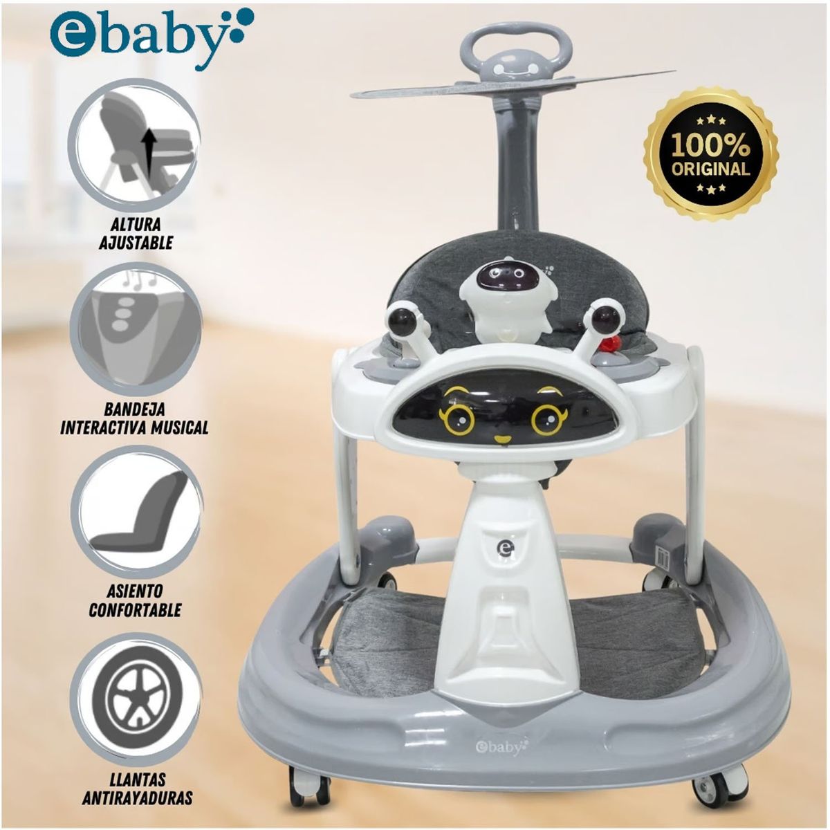 EBABY - Andador Musical «BEEP BOOP» Gray
