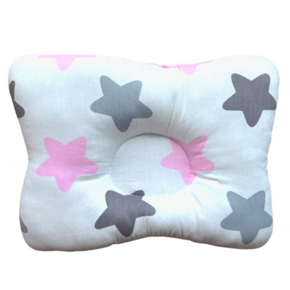 GENERICO - Almohada para Bebé Anti-Cabeza Plana - Gris con Fucsia