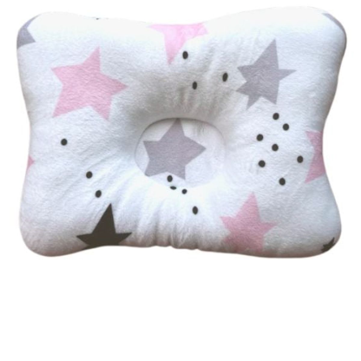 GENERICO - Almohada para Bebé Anti-Cabeza Plana - Gris y Rosado