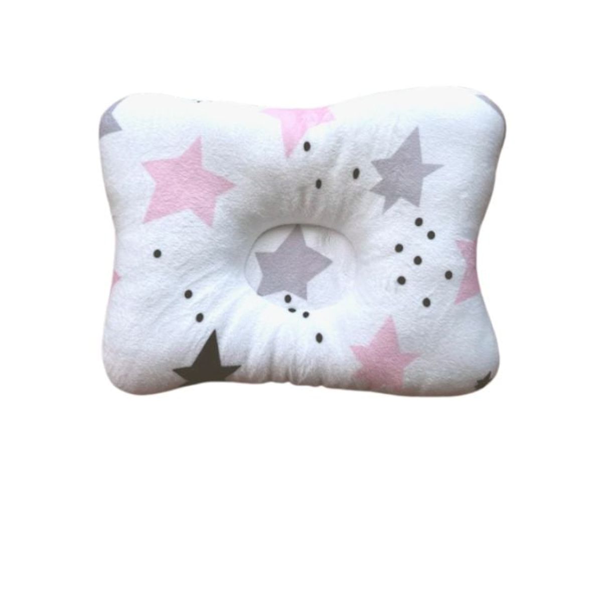 GENERICO - Almohada para Bebé Anti-Cabeza Plana - Gris y Rosado