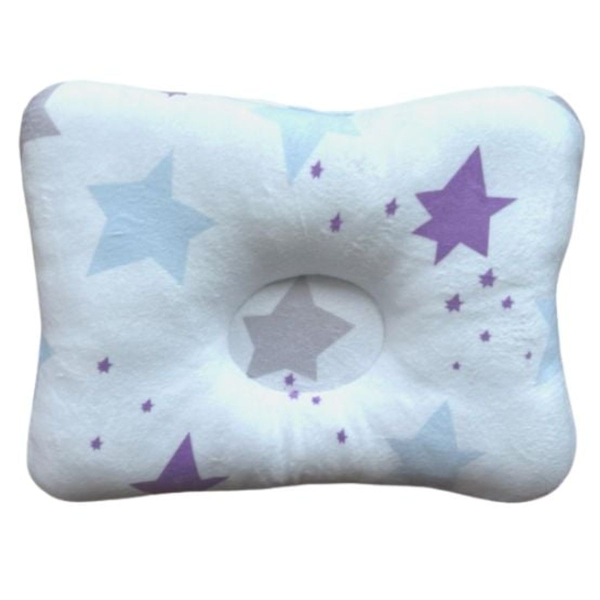 GENERICO - Almohada para Bebé Anti-Cabeza Plana - Celeste y Lila