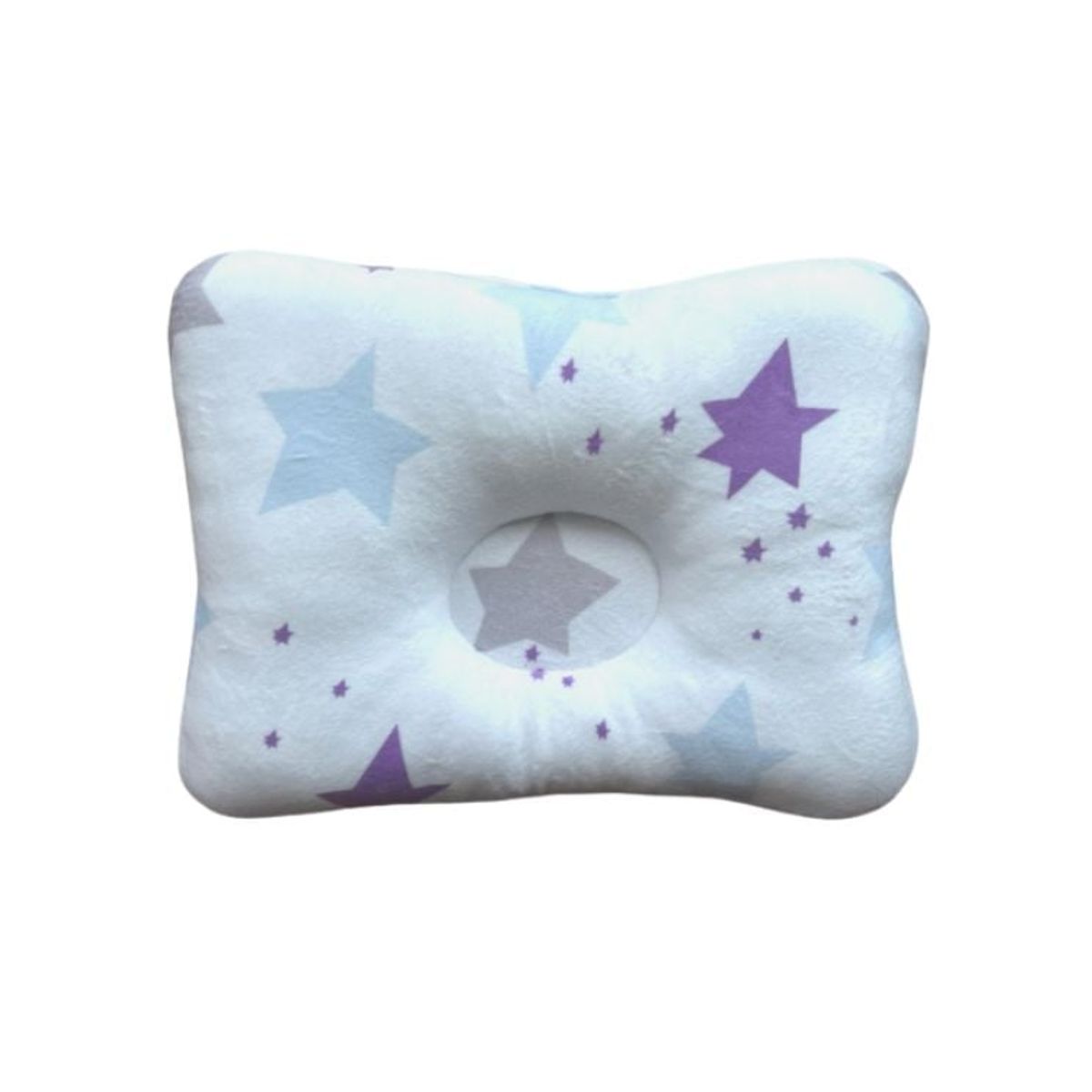 GENERICO - Almohada para Bebé Anti-Cabeza Plana - Celeste y Lila