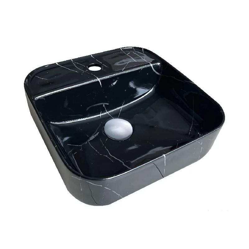 EJESA CREA TU ESPACIO IDEAL - Lavamanos vitrificado mármol negro  XM  468ANB