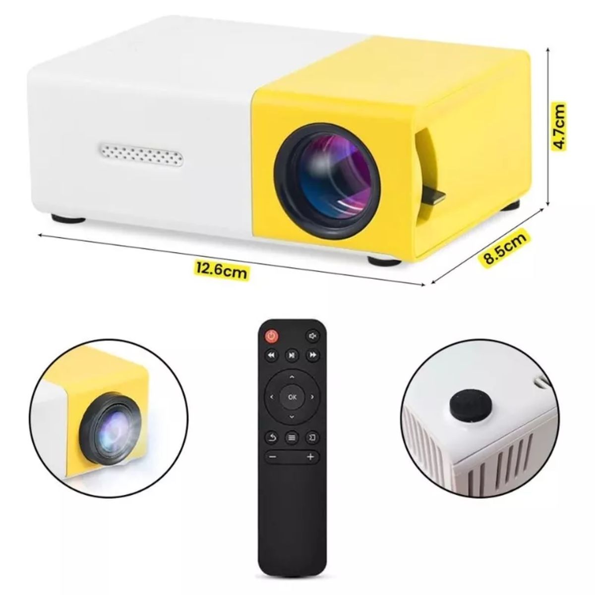 OEM - Proyector portatil multimedia led FHD + control remoto