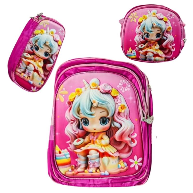 GENERICO - Set De Mochila 3d Lonchera Estuche Con Relieve